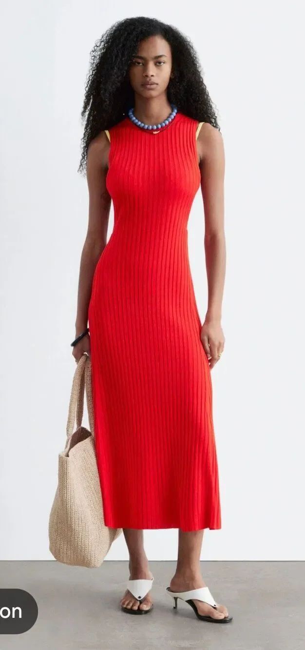 Boutique bodycon ribbed maxi dress red sundress fitted sexy summer sleeveless